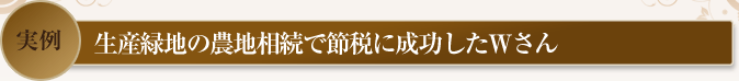 実例　生産緑地の農地相続で節税に成功したＷさん